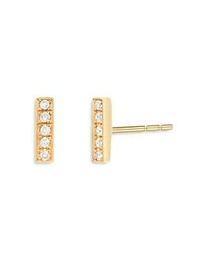 Zoe Lev 14K Yellow Gold Diamond Bar Stud Earrings
