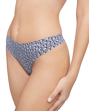 Calvin Klein Printed Invisibles Thong In Cheetah Shadow Pewter