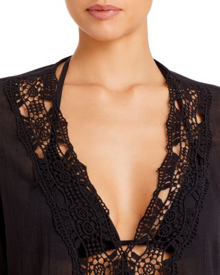 Island Fare Crocheted Lace Trim Tunic Swim Cover-Up