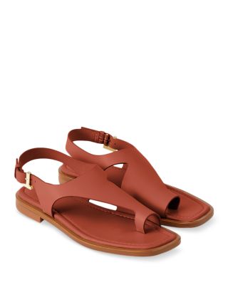 leather toe ring sandals women's