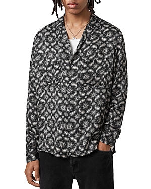 Allsaints Mitte Paisley Print Relaxed Fit Button Down Camp Shirt