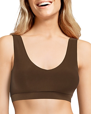 Shop Chantelle Soft Stretch Wireless Padded V-neck Bra In Walnut