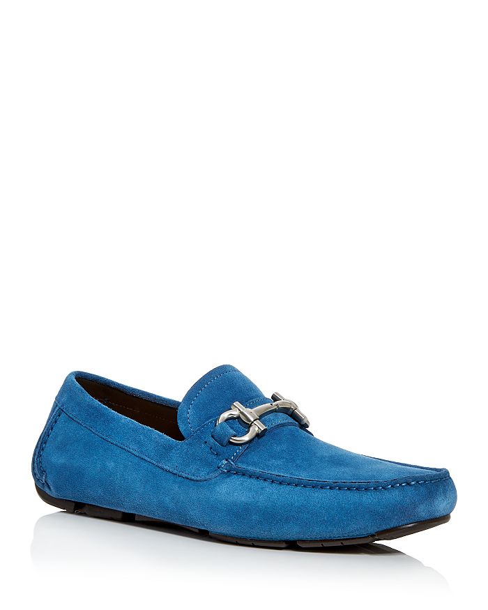Ferragamo Men's Parigi Moc Toe Drivers In Chambray Suede