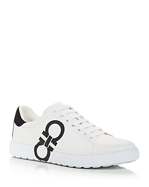 Ferragamo White Gancini Number Sneakers In Bianco