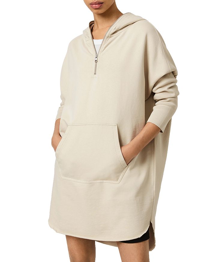 Hooded Sweatshirt Dress - Beige - Ladies