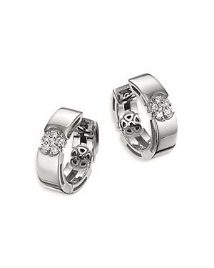 Roberto Coin 18K White Gold Diamond Daisy Huggie Hoop Earrings - 100% Exclusive