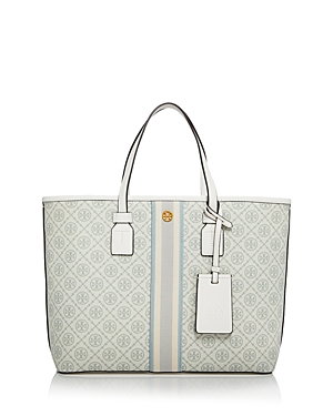 Tory Burch T Monogram Small Coated Canvas Tote In Blue
