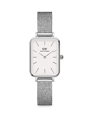 Daniel Wellington Women's Quadro Sterling Silver-tone Stainless Steel Watch 20 X 26mm In White/silver