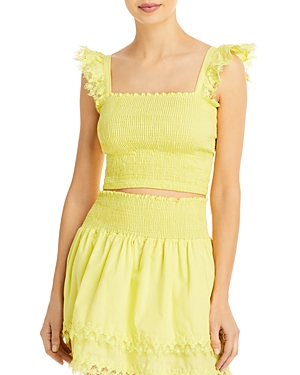 Peixoto Mariel Smocked Top Swim Cover-up In Yellow