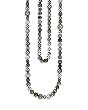 Mastoloni 18k White Gold Cultured Black Tahitian Pearl Necklace, 39
