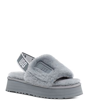 Ugg Women's Disco Shearling Slingback Platform Slippers In Gray