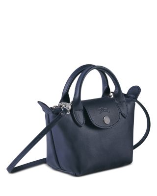 navy purse leather