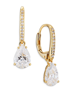 Shop Nadri Modern Love Pave & Pear Shape Cubic Zirconia Drop Earrings In Gold