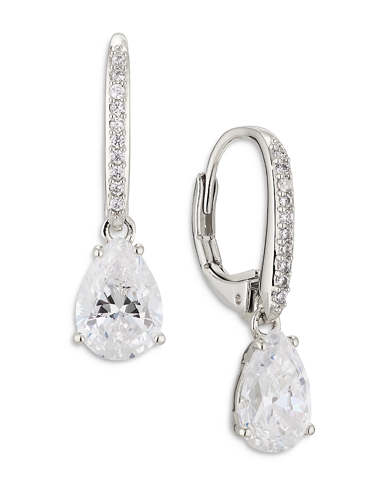 Nadri Modern Love Pave & Pear Shape Cubic Zirconia Drop Earrings In Rhodium