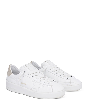 Shop Golden Goose Women's Pure Star Low Top Sneakers In White/gold