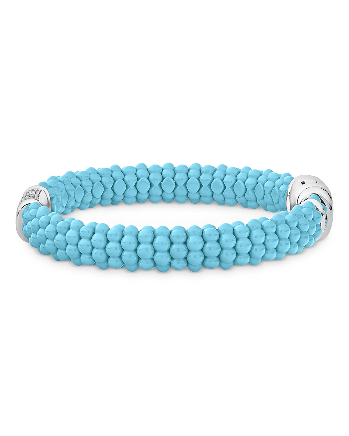 Lagos Ceramic & Sterling Silver Caviar Bracelet with Diamonds