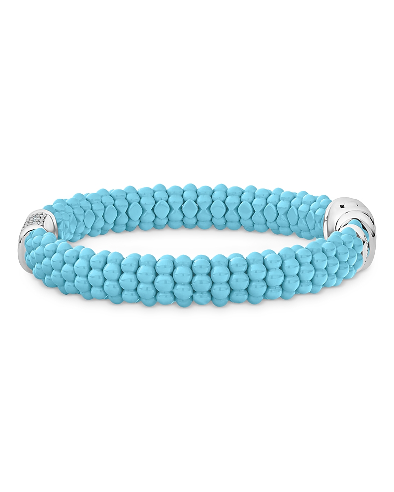Lagos Ceramic & Sterling Silver Caviar Bracelet with Diamonds