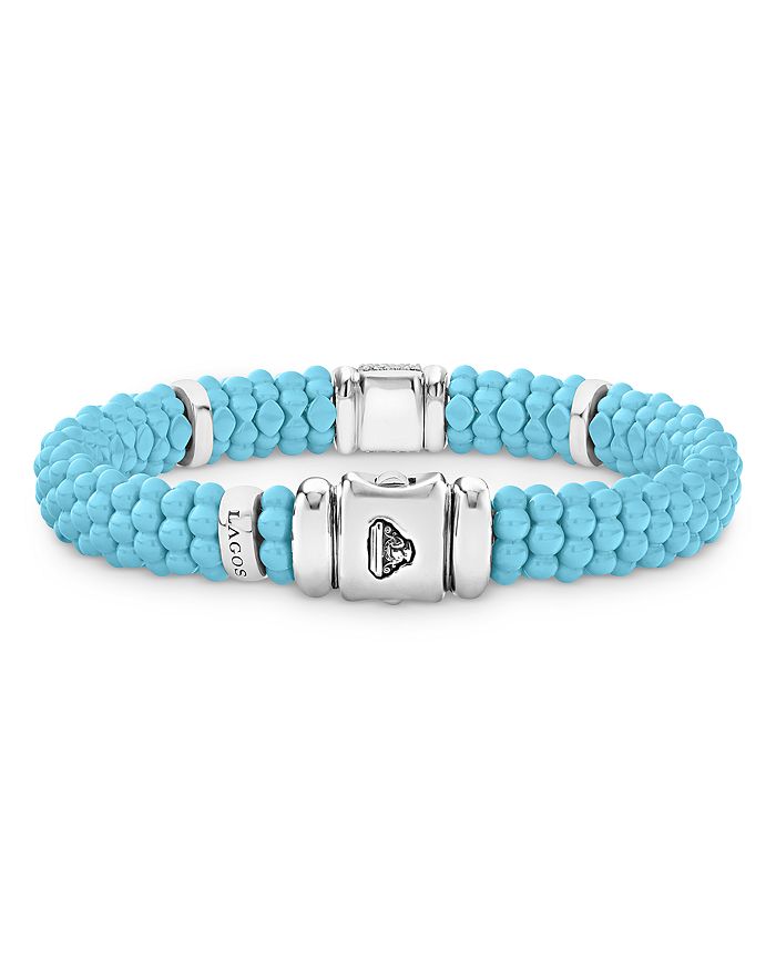 LAGOS Ceramic Sterling Silver Caviar Bracelet with Diamonds