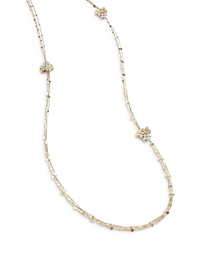 Pasquale Bruni 18k Rose, White & Yellow Gold White & Champagne Diamond Cluster Multi Strand Statement Necklace, 39