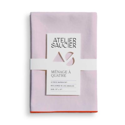 ATELIER SAUCIER - Blush & Orange Linen Napkins, Set of 4