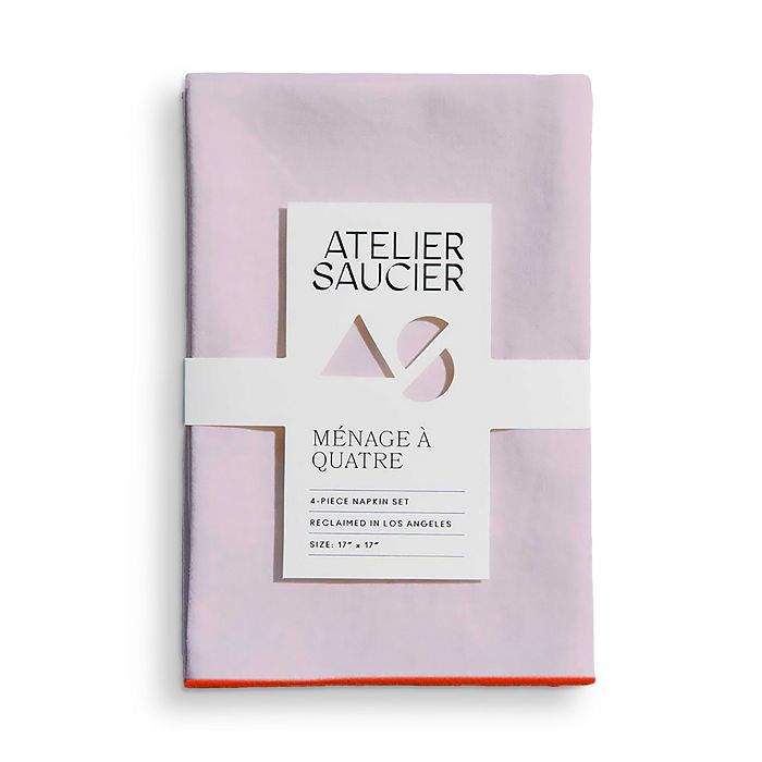 ATELIER SAUCIER - Blush & Orange Linen Napkins, Set of 4