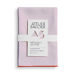 Atelier Saucier Blush & Orange Linen Napkins, Set Of 4 In Pink