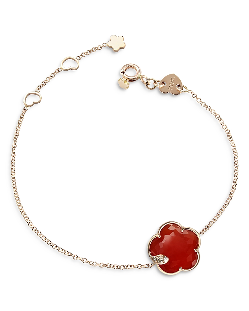 Pasquale Bruni 18k Rose Gold Petit Joli Bracelet With Carnelian & Diamonds In Red/rose Gold