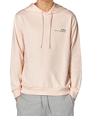 Apc Logo-print Drawstring Hoodie In Pale Pink