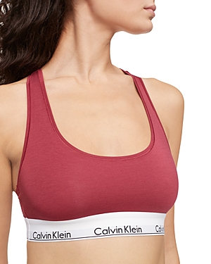 Calvin Klein Modern Cotton Collection Cotton Blend Racerback Bralette In Deep Sea Rose