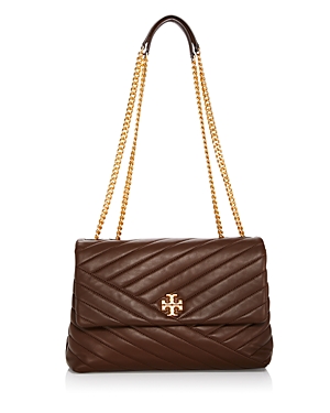 Tory Burch Kira Chervon Convertible Shoulder Bag Shoulder Bag In Fudge/gold