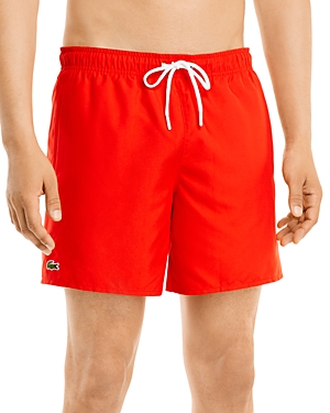 Lacoste Recycled Polyester Swim Trunks In Red Current