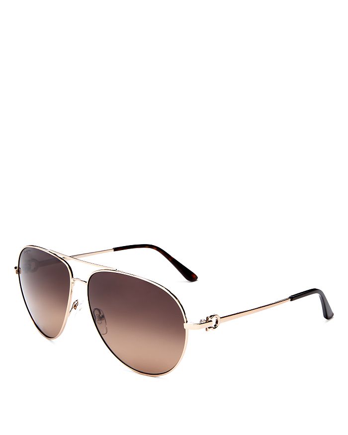 Ferragamo Timeless Collection Brow Bar Aviator Sunglasses, 61mm In Dark  Ruthenium/gray Gradient
