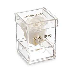 Rose Box Nyc Single Rose Jewelry Box In Pure White