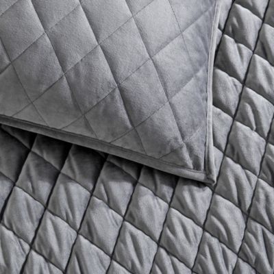 Diamond Velvet Charcoal King Quilt Set