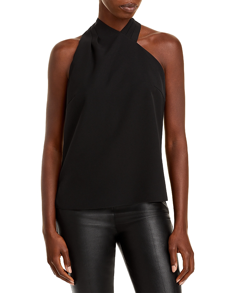 Milly Preston Cady Asymmetric Halter Top In Black