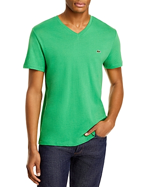 Lacoste V-neck Pima Cotton Tee In Chervi