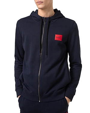 Hugo Boss Daple French Terry Zip Front Hoodie In Dark Blue