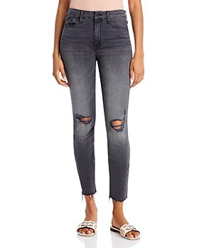 Black Sky Destroyed 31 7 For All Mankind Womens Skinny Grey Jean Ankle Pant