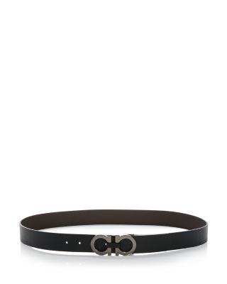 ベルト Salvatore Ferragamo Black Leather Gancini Belt Ferragamo Black Reversible Belt With Gancini Buckle In