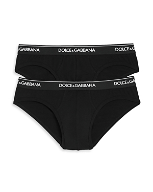 Shop Dolce & Gabbana Logo Briefs, Pack Of 2 In Black