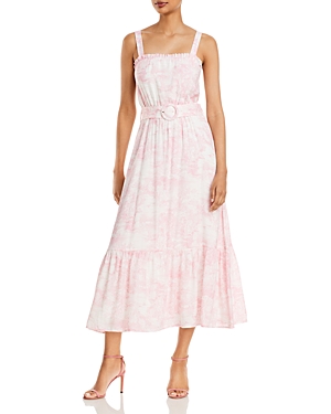 Lucy Paris Belted Toile Print Midi Dress - 100% Exclusive In Pink/white