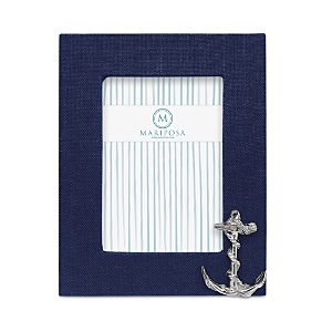 Mariposa Navy Blue Linen Frame With Anchor Icon, 5 X 7