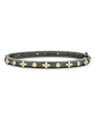 Freida Rothman Fredia Rothman Clover Bangle Bracelet In Gold And Black