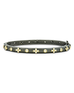 Freida Rothman Fredia Rothman Clover Bangle Bracelet In Gold And Black