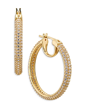 Nadri Frost Cubic Zirconia Medium Hoop Earrings In Gold