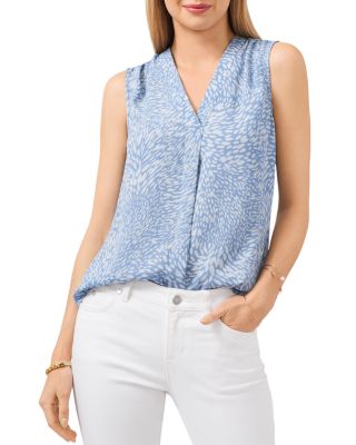 vince camuto printed sleeveless blouse