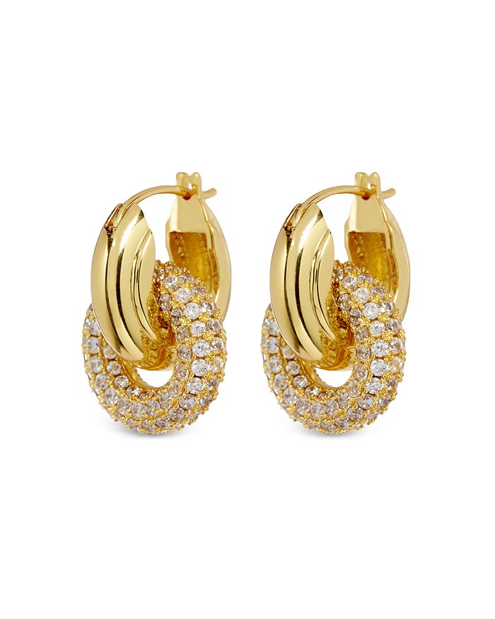 Luv Aj Pavé Interlocking Hoop Drop Earrings in Gold Tone | Bloomingdale's