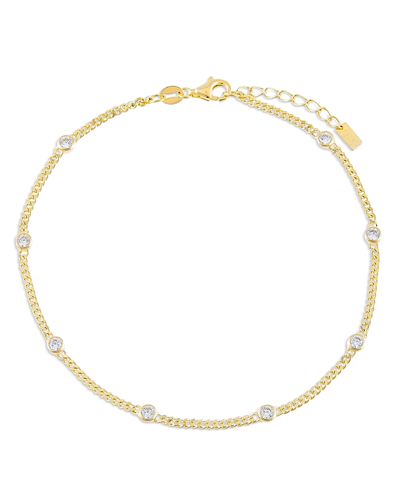 Adinas Jewels Bezel Cuban Chain Bracelet In Gold
