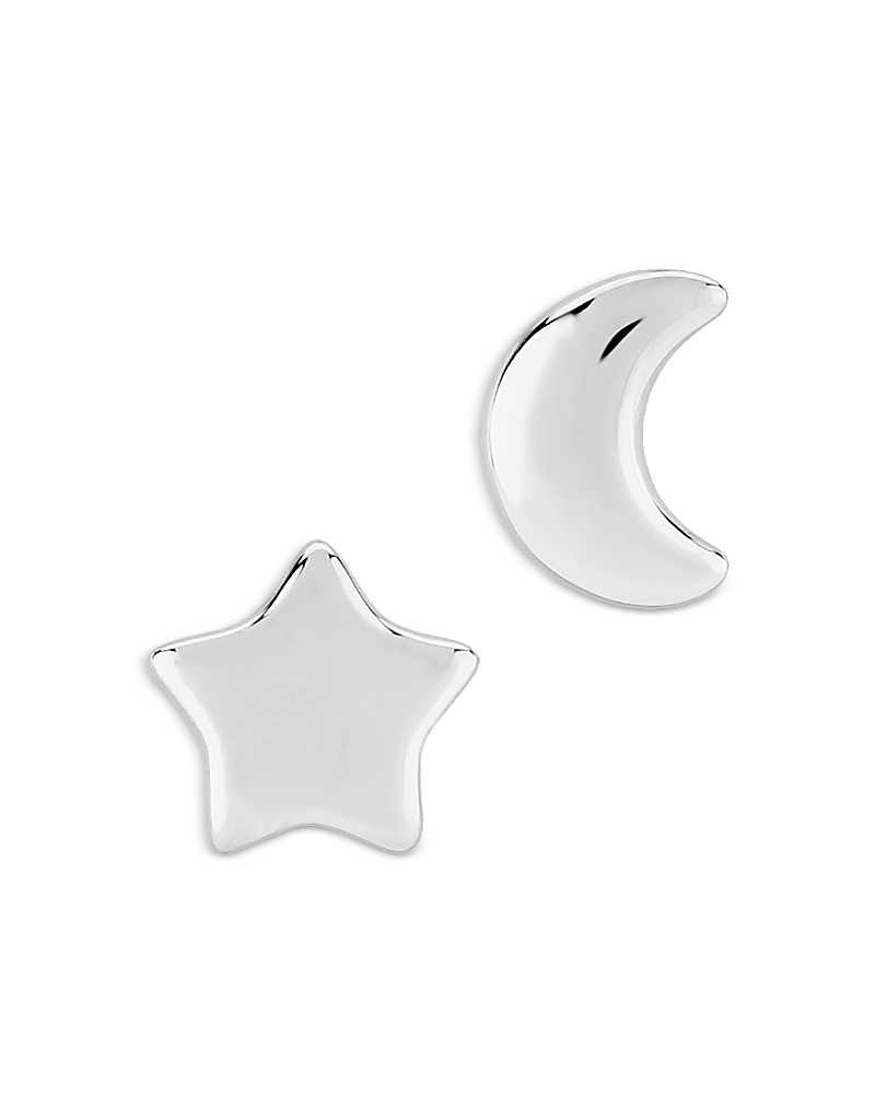 Bloomingdale's Star And Moon Stud Earrings In 14k White Gold - Exclusive In White