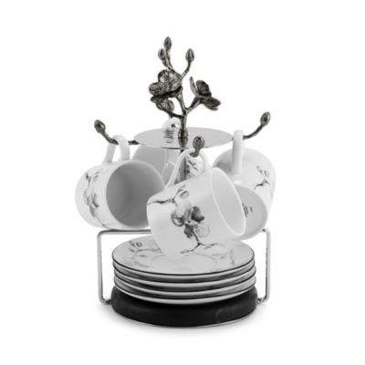 Black Orchid Demitasse Cup & Saucer Set with Stand